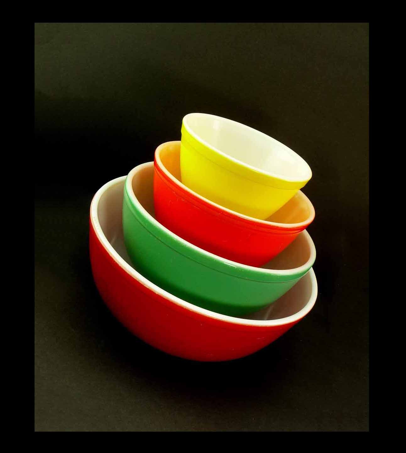 PYREX Old Primary Colors Mixing Bowls 1940 By Seasidecollectibles