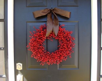 Fall Berry Wreath- Fall Decor- Fall Wreath- Red Berry WEATHERPROOF Berry Wreath for Fall