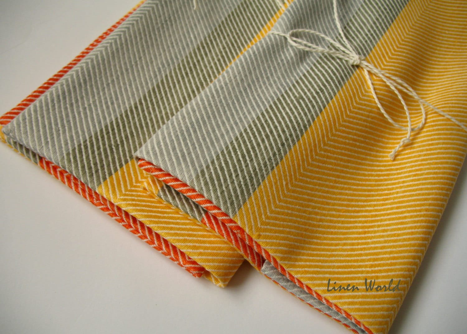 Set of 2 Multicolor Tea Towels. Linen Cotton Kitchen Towels.