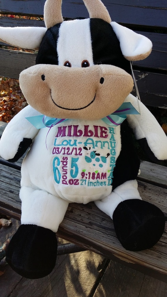 personalized baby gift personalized plush stuffed plush cow