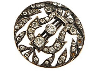 Vintage crystal Strass rhinestones sparkly button, Vintage metal button
