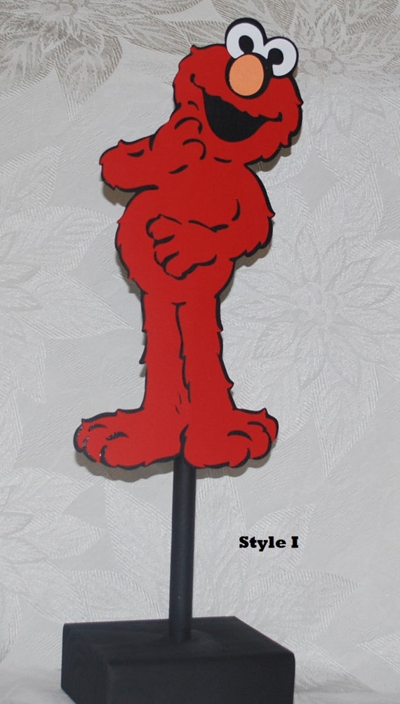 Elmo on a stick . Elmo centerpiece . Birthday by AuntJJsAttic