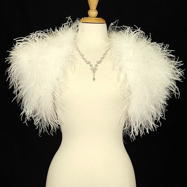 OPULENT OSTRICH FEATHER Wrap Shrug Jacket Bolero Cape New