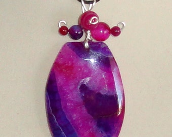 Purple and Pink Banded Agate Pendant