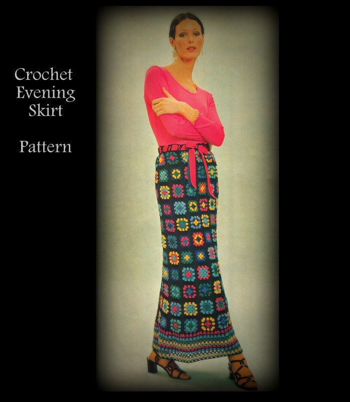 Granny Square Crochet Skirt Pattern Misses Sm Med Lg by ...