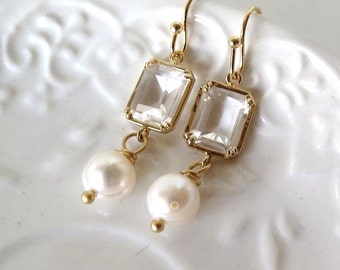 White Pearl Earrings,Bridal Pearl Earrings,Hochzeit Ohrringe Perlen,Freshwater Pearl Wedding Earrings,Elegant Feminine Jewelry Silver Gold