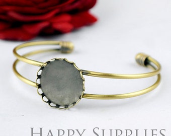2Pcs Nickel Free - High Quality 20mm Cabochon Pendant Base Bangle Bracelet (06933)
