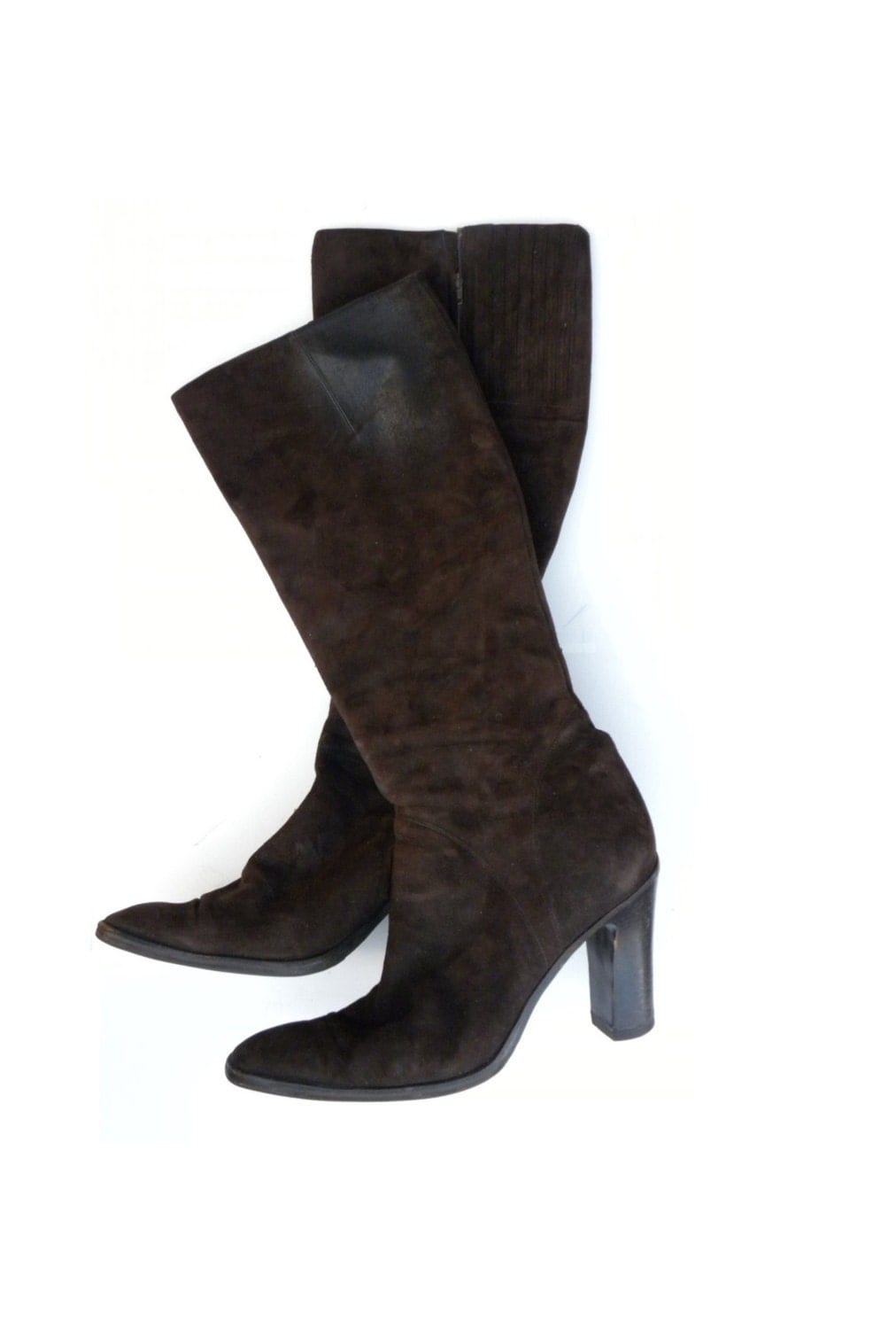 Vintage Womens DKNY Heeled Boots Brown Suede Boots size 9 Mid