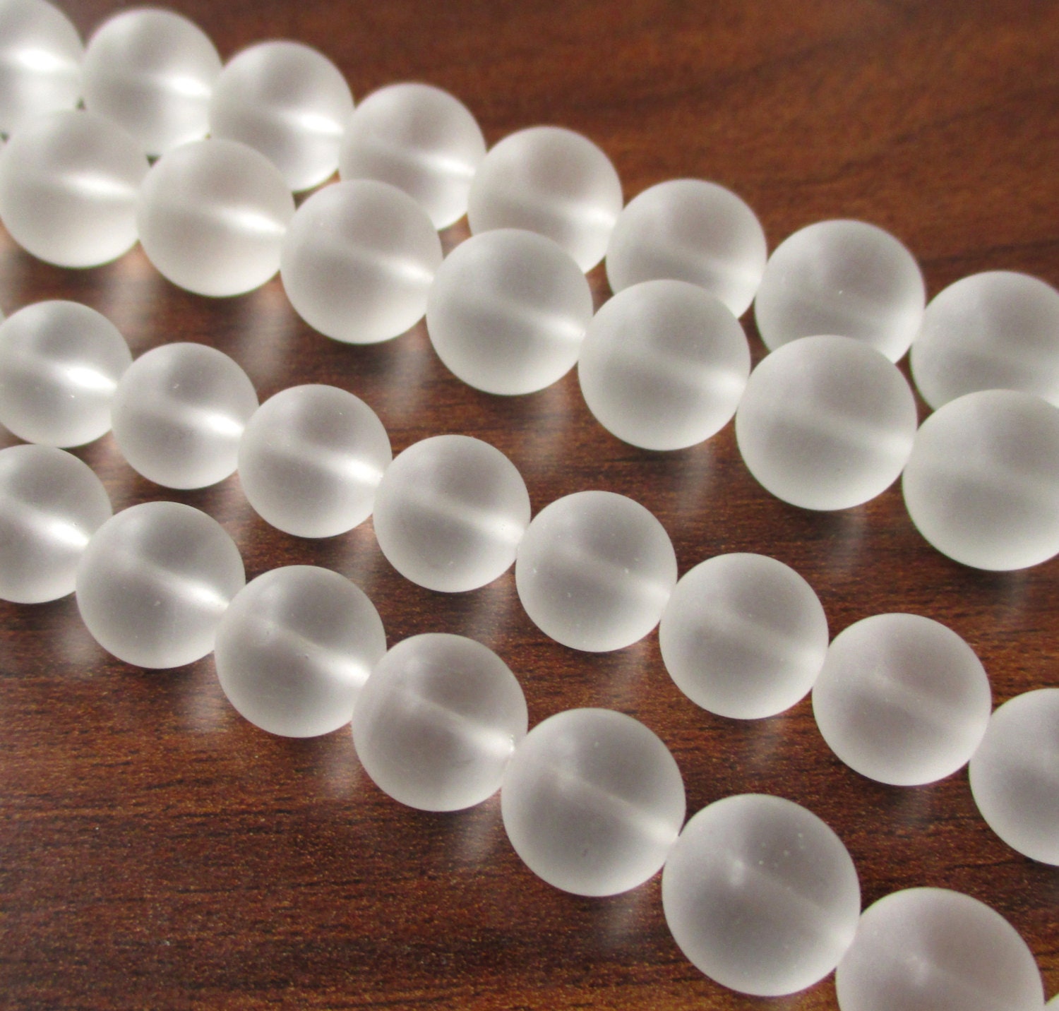 Sea Glass Beads Clear Matte Sea Glass Round Beads Frosted