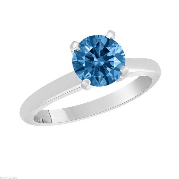 Fancy Blue Diamond Solitaire Engagement Ring 1.00 by JewelryByGaro