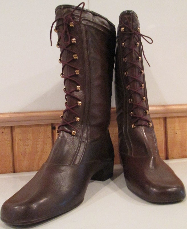 Sale Vintage Brown Rubber Boots/ l Hippie by MISSVINTAGE5000