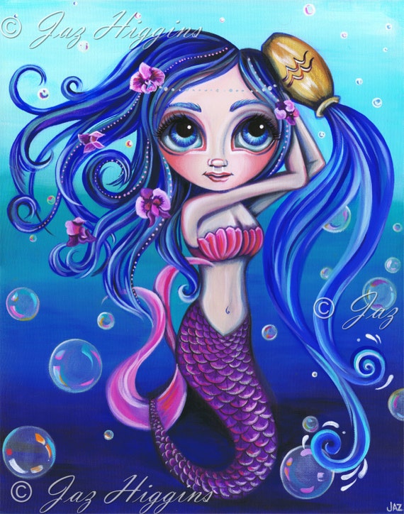 ART PRINT Aquarius Zodiac Mermaid by Jaz Higgins