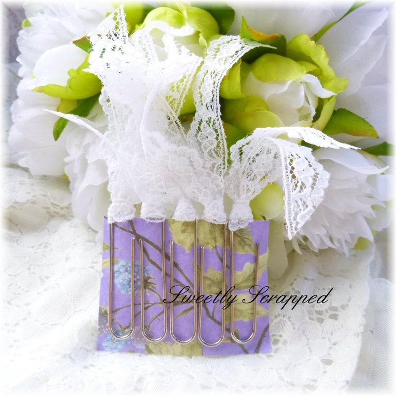 White Lace Clips Paper Clip Shabby Chic Home by SweetlyScrappedArt
