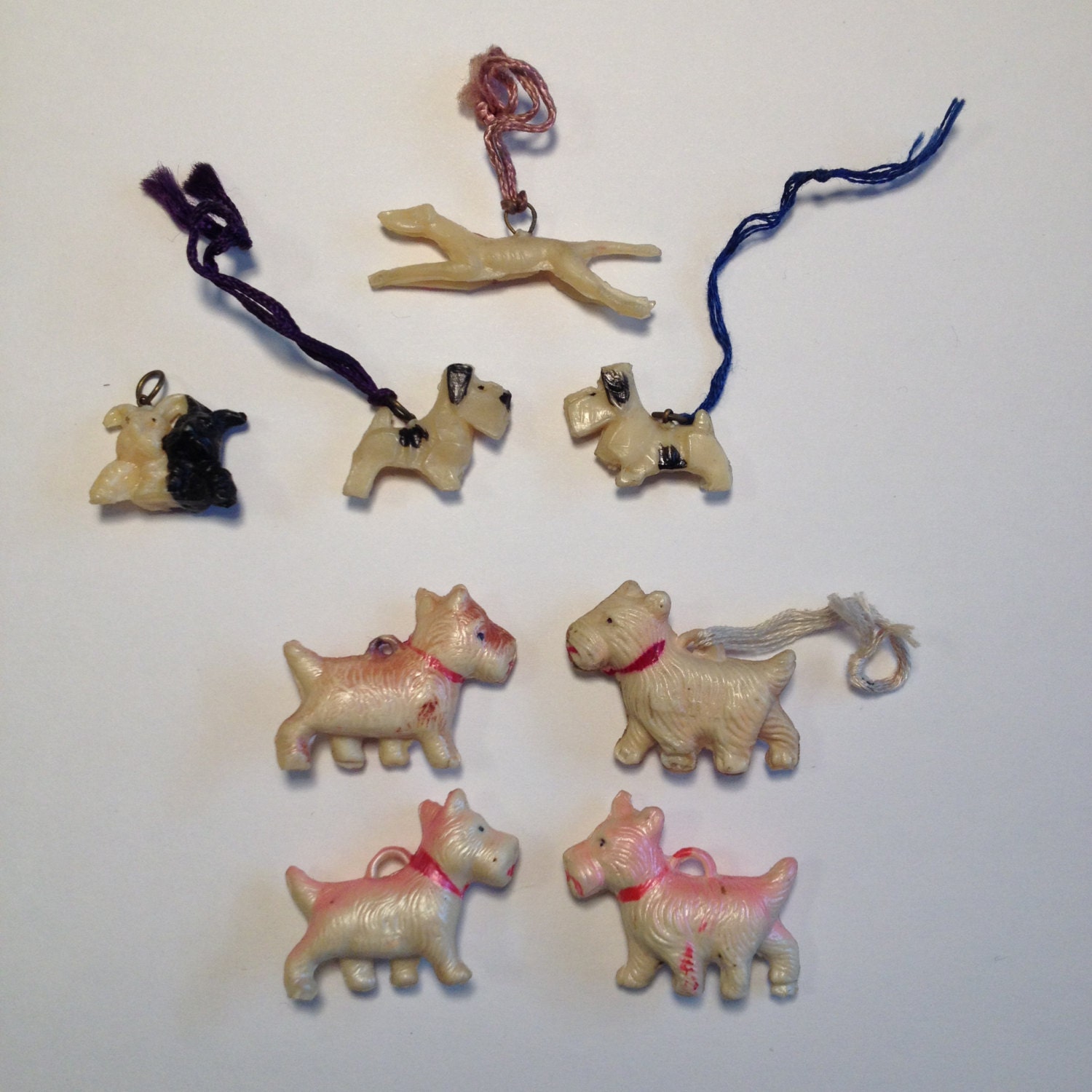 Cracker Jack Toy Dogs 1940's Vintage Celluloid by oldbittersweet