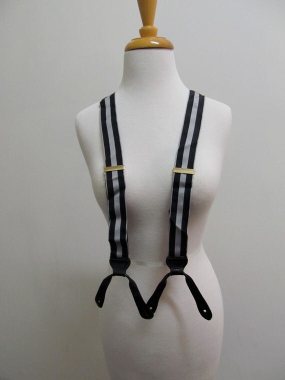 Grey and Black striped Trafalgar Suspenders Made in by ATOMICDOG67