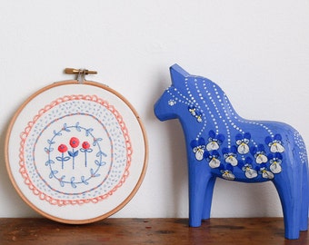 Hand Embroidered hoop, sweet wall art, embroidered wall art with original floral pattern created by me