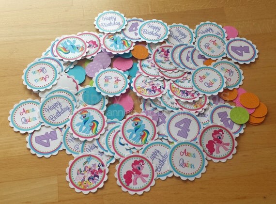 Personalized Table Confetti, My Lil Pony Inspired Confetti -Table Minis -Pony Party -My Lil Pony Birthday -1st Birthday Il_570xn