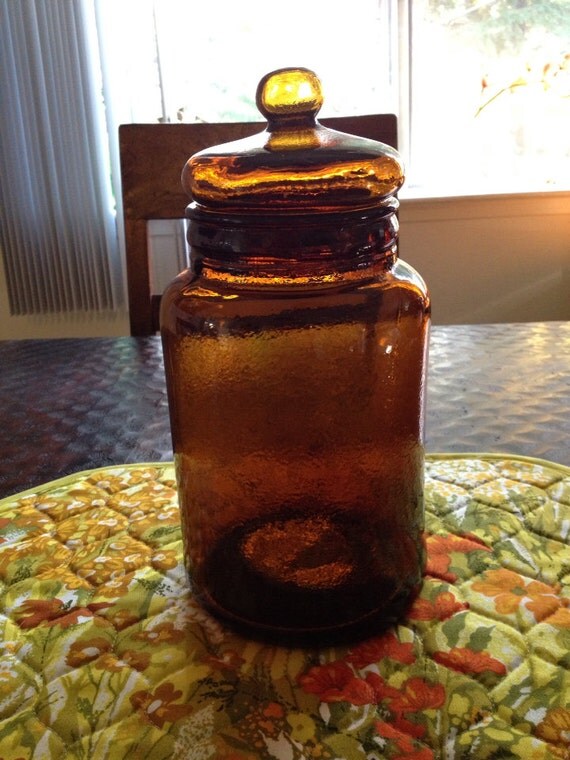 Vintage Large Brown Amber Glass Apothecary Jar by HopeKnowsVintage