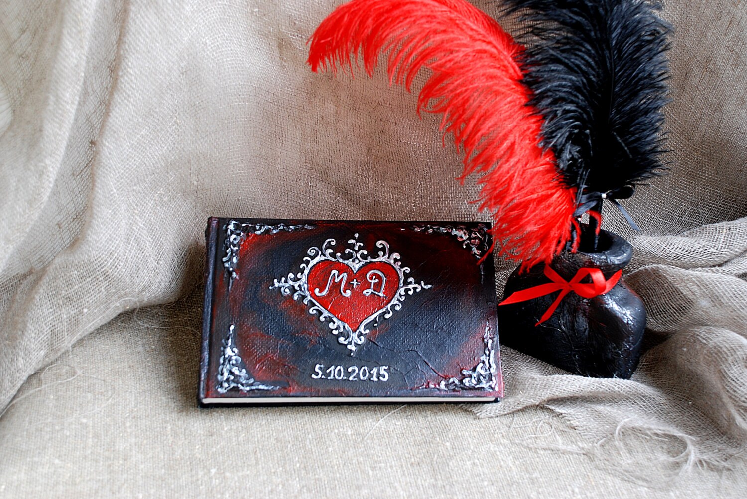 Black wedding guest book Personalized guest book by Indrasideas