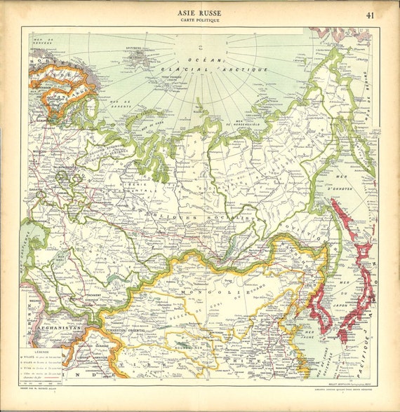 Items similar to 1930s Vintage Map of Asian Russia on Etsy