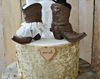 Country western wedding-cowboy boots wedding cake topper-western wedding-cowboy and cowgirl boots topper-boots wedding topper-rustic wedding