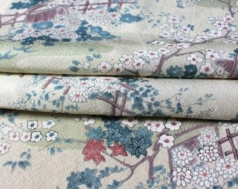 Japanese Kimono Silk, Kimono Fabric, Floral Silk, Japanese Kimono, Cherry Blossom Kimono