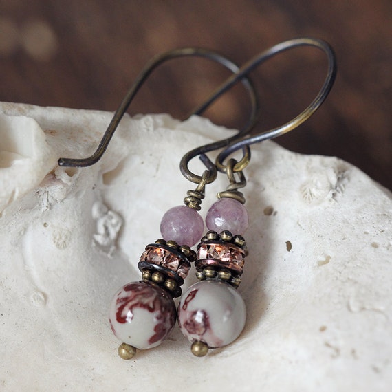 Jasper Earrings - Natural Earrings - Jasper Jewelry - Dainty Everyday Earrings - Jade Earrings - Earthy Earrings