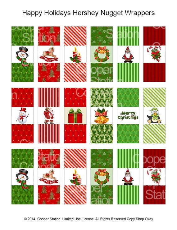 Digital Printable Holiday Hershey Nugget Candy Wrappers