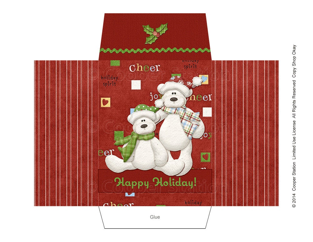 Digital Printable Cocoa Envelope Christmas Bear by CooperStation