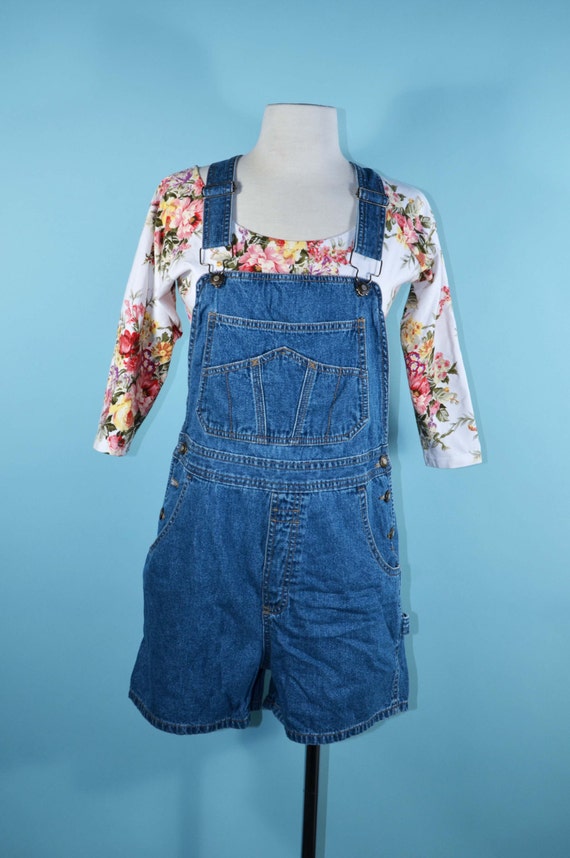 SALE Vintage Bugle Boy Denim Overalls Shorts One Piece Denim