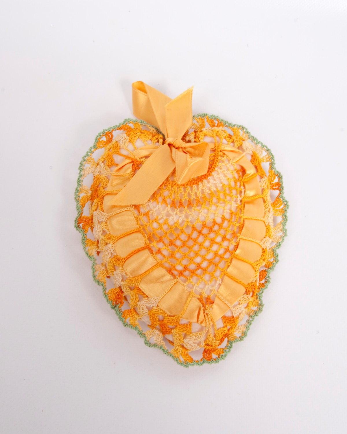 Vintage Crocheted Pin Cushion Heart Shape by LeVintageGalleria