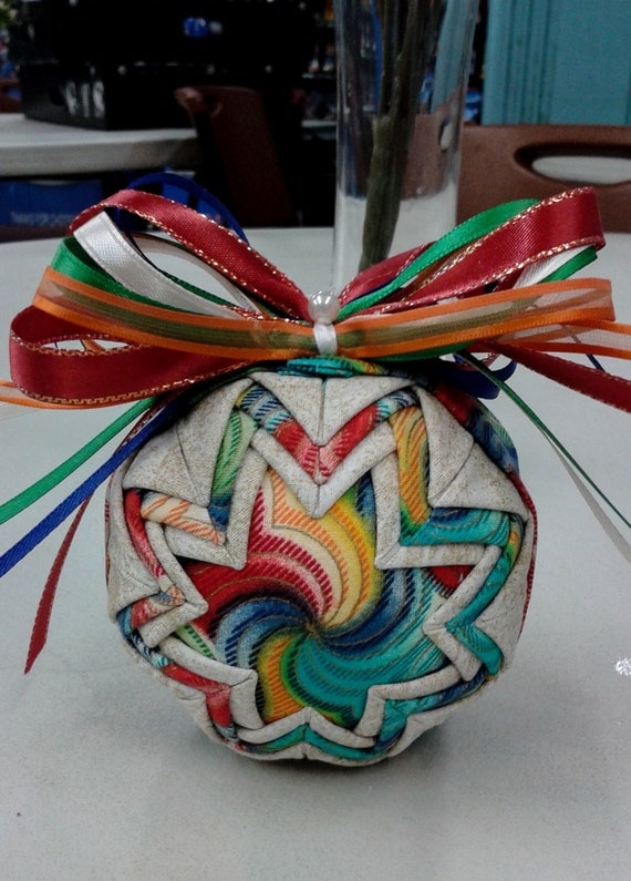 folded fabric ornament multi colored folded fabric ornament multi colored