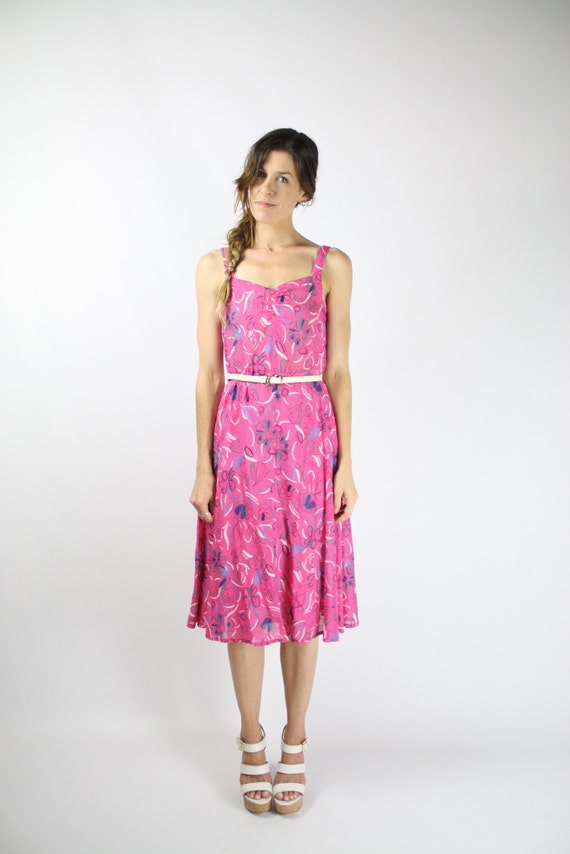 SALE Japanese Vintage Sun Dress Pink Floral dress by renewvintage