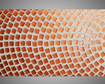 Large painting on canvas Oversized art White and Copper Metallic Squares Art Wall Deco modern style 72 x 24 Ready to Hang Made to Order