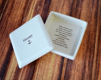 Personalized Baptism Gift, First Communion Gift or Confirmation Gift - Square Keepsake Box - With Gift Box