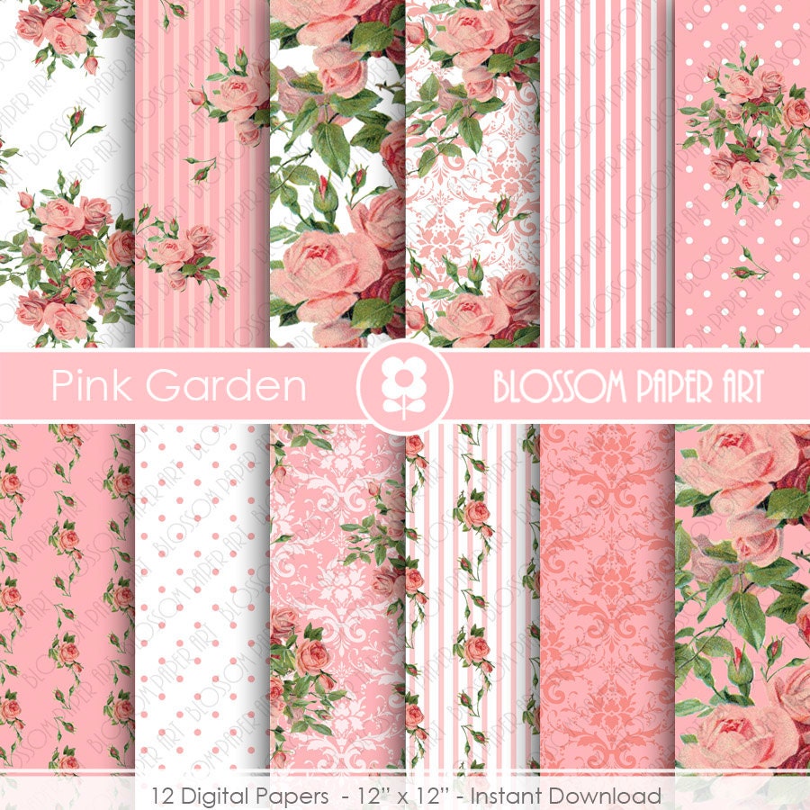 for paper uk furniture decoupage Scrapbook Shabby Pink Paper Chic Pink Roses Digital Digital