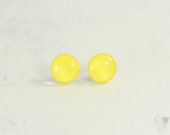 LEMON - Yellow Earrings Studs for Spring- Bright Yellow Stud Earrings - Small Round Posts - Yellow Earrings by EarSugar