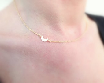 Moon Necklace Gold Moon Necklace Gold or Silver Choker Necklace Moon Jewelry Dainty Necklace Delicate Necklace Gold Crescent Choker Necklace
