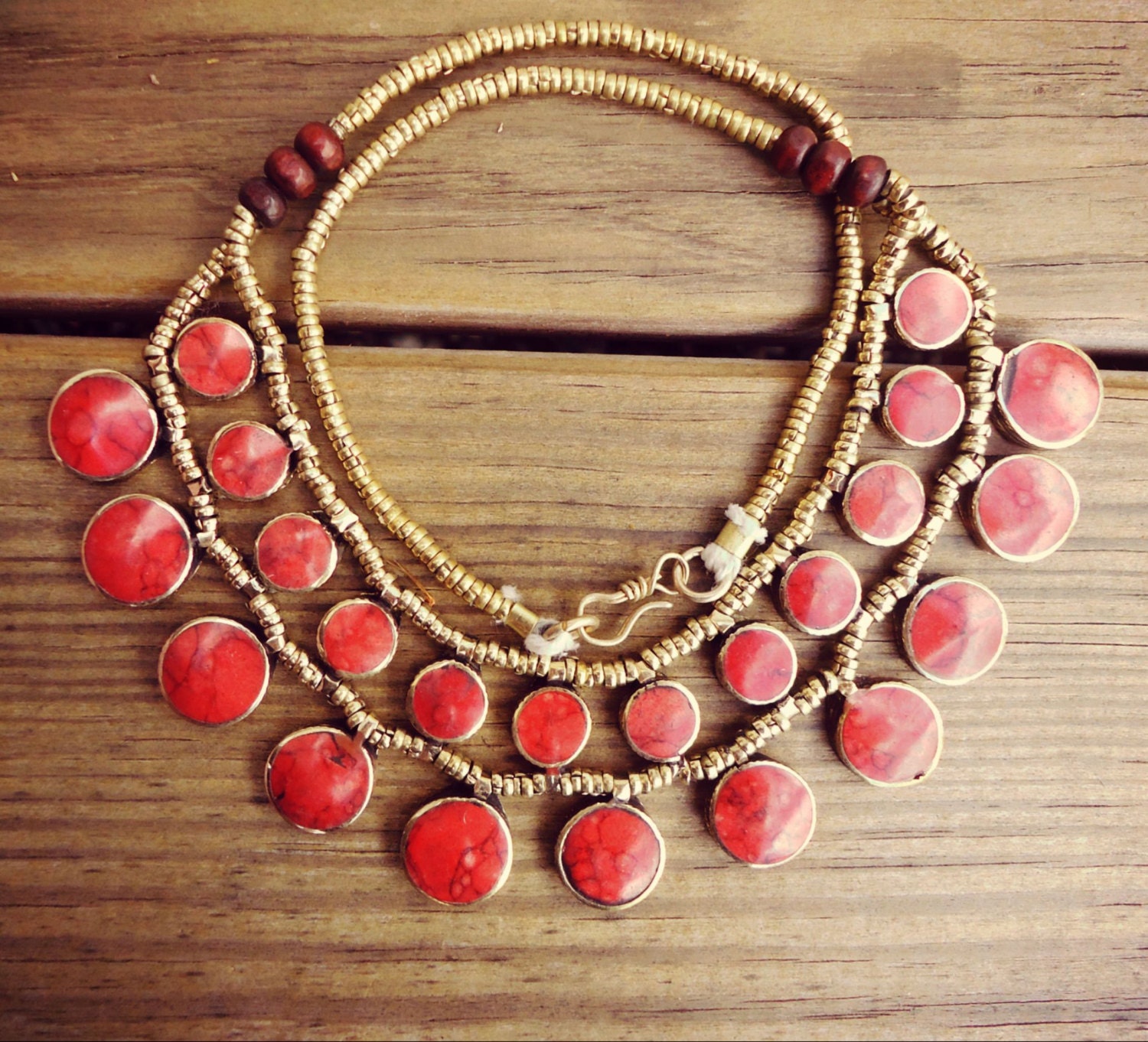 Orange tangerine Stone Necklace.Bib Necklace by ZamarutJewel