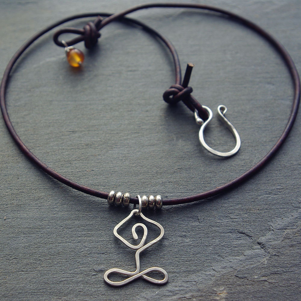 Handmade Silver Yoga Charm Necklace Sterling Silver Yoga