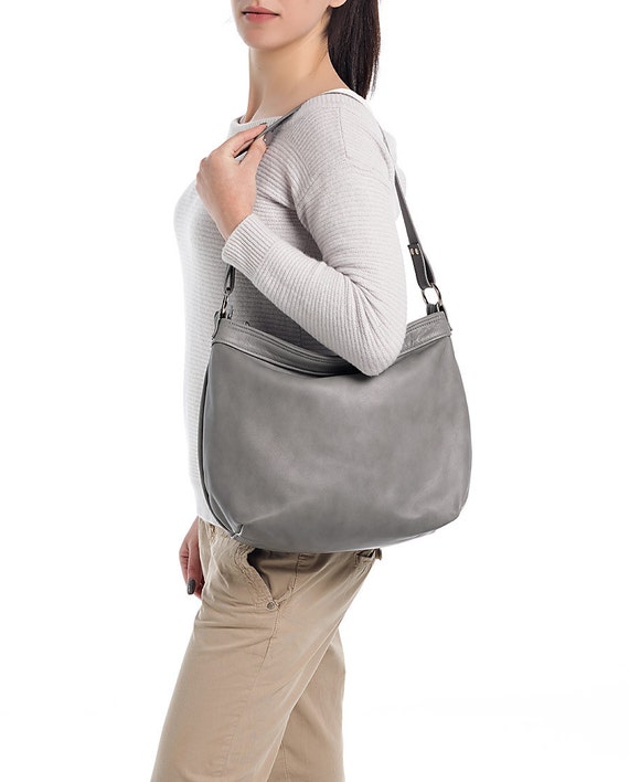 grey leather hobo handbags