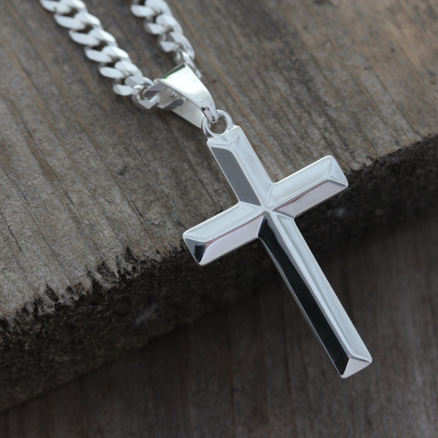 Sterling Silver Cross Necklace Elegant Unisex Sterling Silver 3673