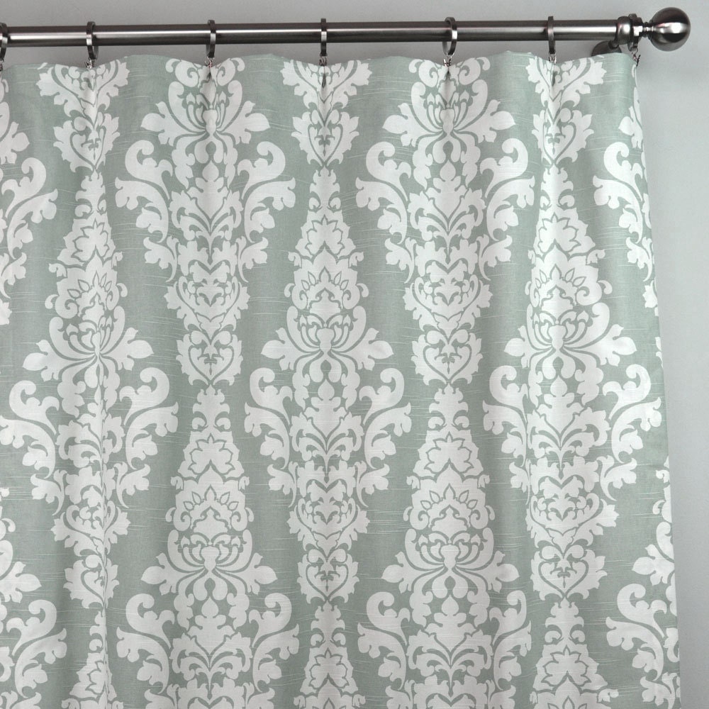 Sage Green White Berlin Damask Curtains Rod Pocket 84 96