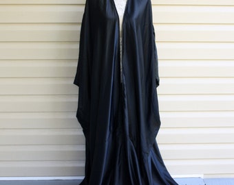 Vintage Arab Bisht Abaya Thobe Saudi Arabia Black Satin 62 x 59 Cloak ...