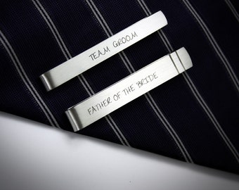 Wedding Tie Clips personalized, groom tie clip, father of the bride tie clip, sterling silver