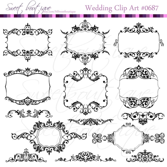 Black Digital Clipart Frames wedding clip art Embellishment