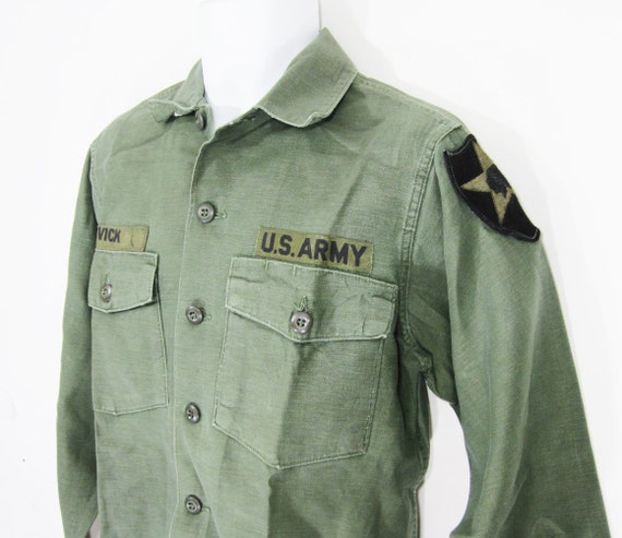Vintage Vietnam War U.S. Army Uniform Shirt W/Tape and 2nd