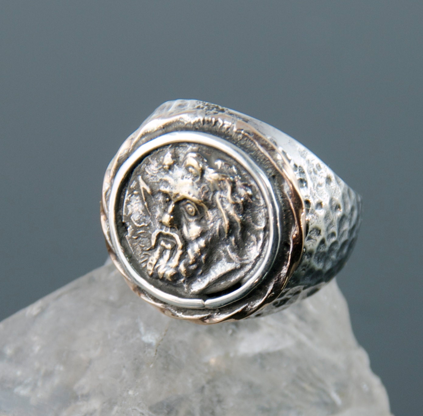 Mens Silver Coin Ring Macedonian Coin by ARTemisDesignsLLC