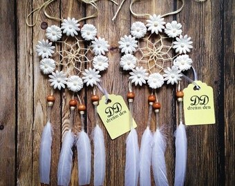 Floral White Daisy Dream Catcher