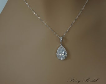 Bridal Necklace, Crystal Pendant, Wedding Necklace, Bridal Necklace, Vintage Wedding Necklace, Bridal Jewelry, Wedding Jewelry